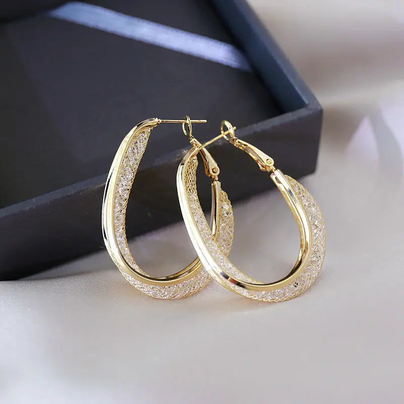 Crystal Mesh Hoop Earrings