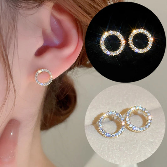 Crystal Circle Stud Earrings
