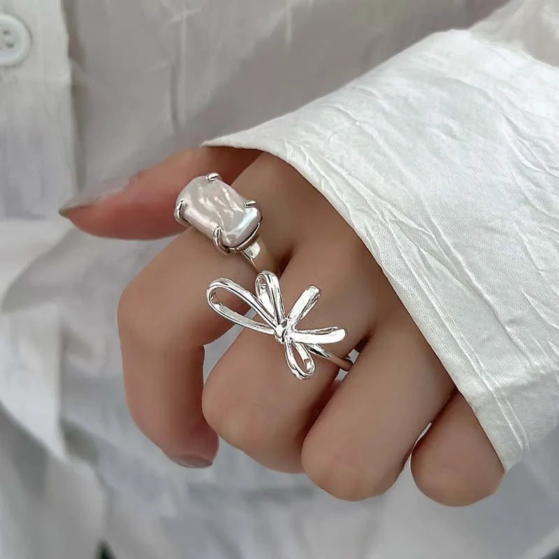 Sterling Silver Bow Zircon Ring