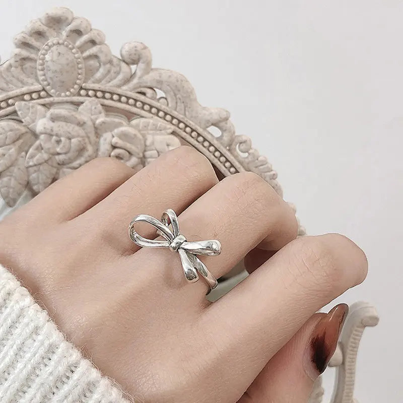 Sterling Silver Bow Zircon Ring