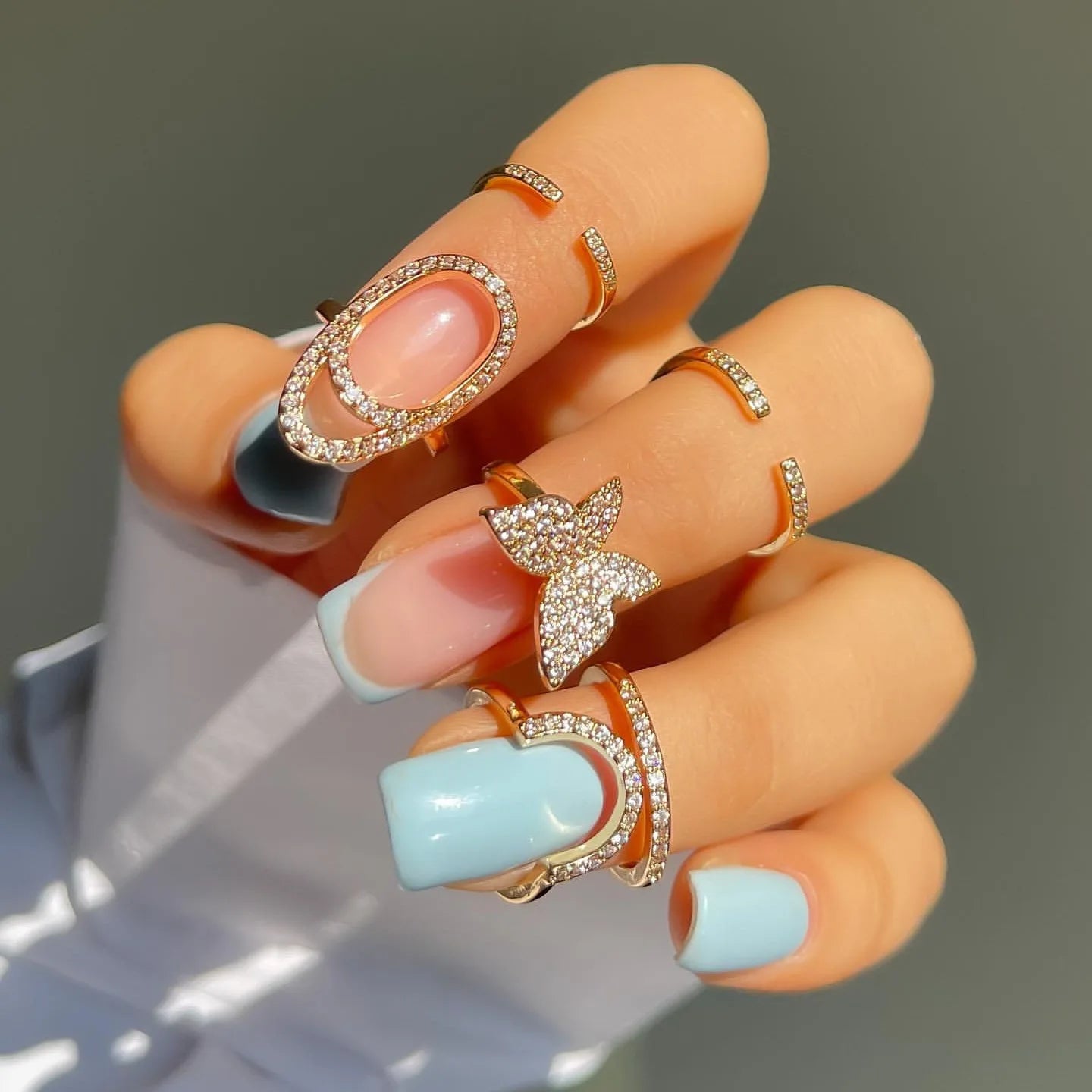 Crystal Nail Cover Ring